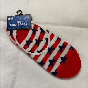 Red and Blue Star Liner Socks - 2 Pack